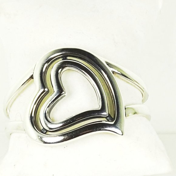 Barry Kieselstein-Cord Sterling Silver Double Heart Wide Cuff Bracelet - Picture 3 of 12